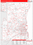 Milwaukee-Waukesha-West Allis Metro Area Wall Map Red Line Style